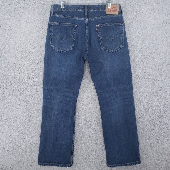 🚫SOLD🚫LEVI'S 527 Boot Cut Jeans Mens Sz 34x30 Dark Washed Faded Whiskered - Picture 2 of 14